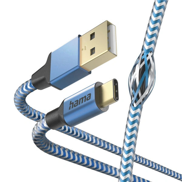 Hama kabel Reflective USB-C 2.0 typ A-C 1,5 m, modrý