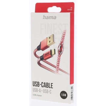 Hama kabel Reflective USB-C 2.0 typ A-C 1,5 m, červený