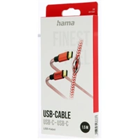 Hama kabel Reflective USB-C 2.0 typ C-C 1,5 m, červený