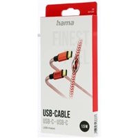 Hama kabel Reflective USB-C 2.0 typ C-C 1,5 m, erven