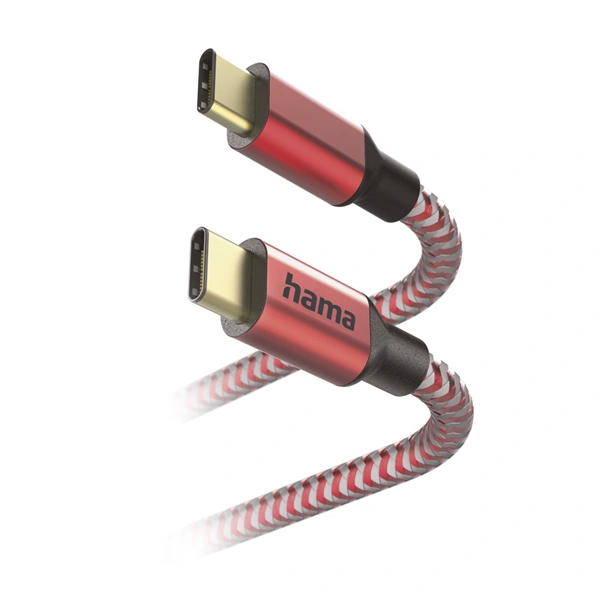 Hama kabel Reflective USB-C 2.0 typ C-C 1,5 m, červený