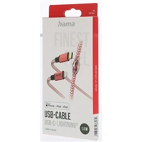 Hama MFi USB-C Lightning kabel Reflective pro Apple, 1,5 m, erven