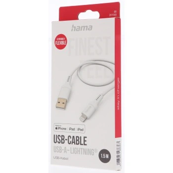 Hama MFi USB kabel pro Apple, USB-A Lightning , 1,5 m Flexible, silikonový, bílá