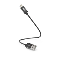 Hama MFi USB kabel pro Apple, USB-A Lightning, 0,2 m, opletený, černý