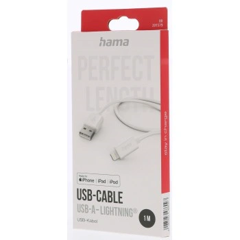 Hama MFi USB kabel pro Apple, USB-A Lightning 1 m, bilý