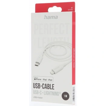 Hama MFi USB-C Lightning kabel pro Apple, 1 m, bílá