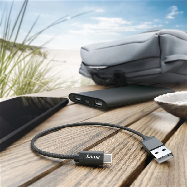 Hama kabel USB-C 2.0 typ A-C 0,2 m, opletený, černý
