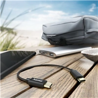 Hama kabel USB-C 2.0 typ C-C 0,2 m, opleten, ern