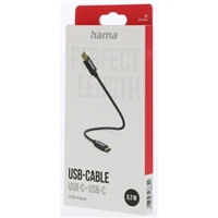 Hama kabel USB-C 2.0 typ C-C 0,2 m, opleten, ern