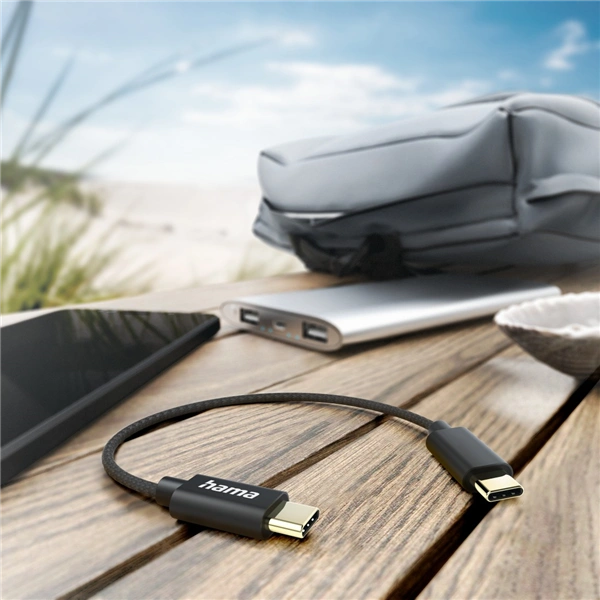 Hama kabel USB-C 2.0 typ C-C 0,2 m, opletený, černý