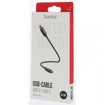 Hama kabel USB-C 2.0 typ C-C 0,2 m, opletený, černý