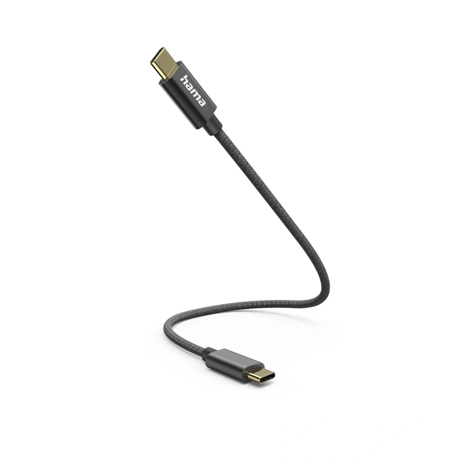 Hama kabel USB-C 2.0 typ C-C 0,2 m, opletený, černý