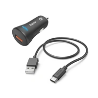 Hama set: rychlá USB nabíječka do vozidla QC 3.0 19,5 W + kabel USB A-C 1,5 m