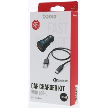 Hama set: rychlá USB nabíječka do vozidla QC 3.0 19,5 W + kabel USB A-C 1,5 m