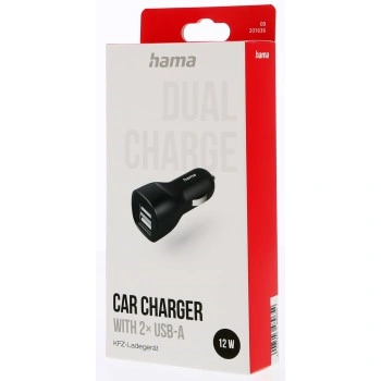 Hama USB nabíječka do vozidla, 2x USB-A, 12 W