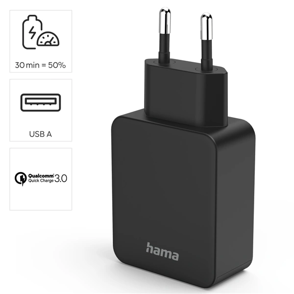 Hama rychlá USB nabíječka QC 3.0, 19,5 W