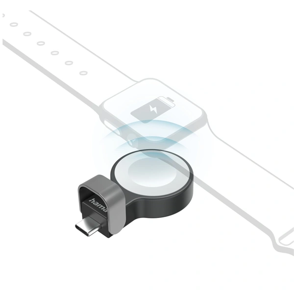 Hama MFi bezdrátová magnetická nabíječka pro Apple Watch, USB-C, kompaktní, černá/bílá