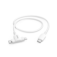 Hama USB-C kabel 2v1: USB-C + Lightning MFi, 1,5 m, bílý