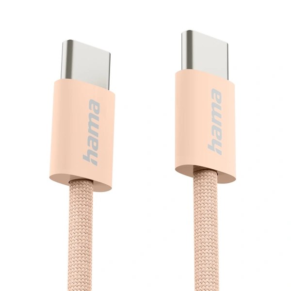Hama USB-C 2.0 kabel Fabric, 1m, opletený, oranžový