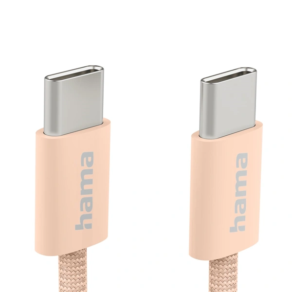 Hama USB-C 2.0 kabel Fabric, 1m, opletený, oranžový
