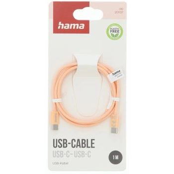 Hama USB-C 2.0 kabel Fabric, 1m, opletený, oranžový
