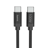 Hama USB-C 2.0 kabel Fabric, 3 m, 100 W, opletený