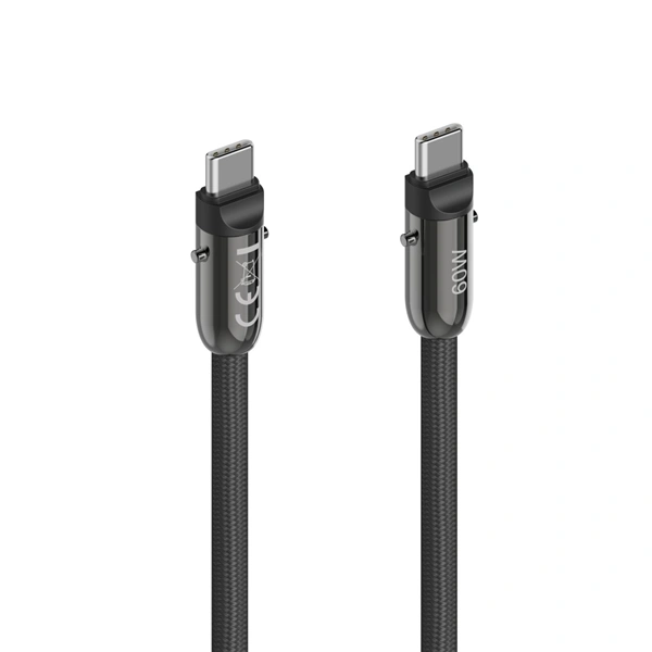 Hama USB-C kabel a šňůrka na mobil 2v1, 1,2 m, černá