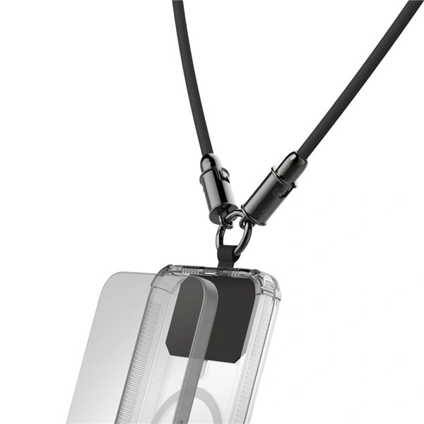 Hama USB-C kabel a šňůrka na mobil 2v1, 1,2 m, černá