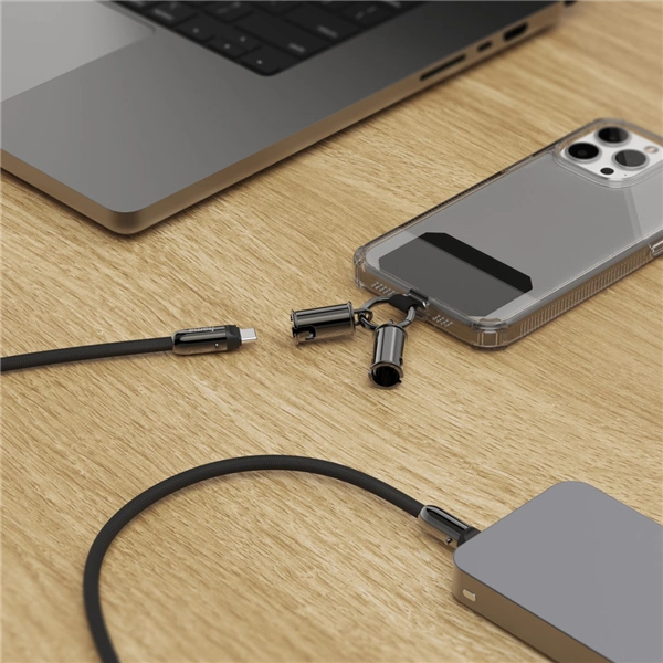 Hama USB-C kabel a šňůrka na mobil 2v1, 1,2 m, černá