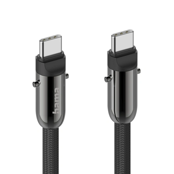 Hama USB-C kabel a šňůrka na mobil 2v1, 1,2 m, černá