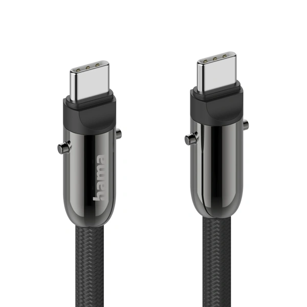 Hama USB-C kabel a šňůrka na mobil 2v1, 1,2 m, černá