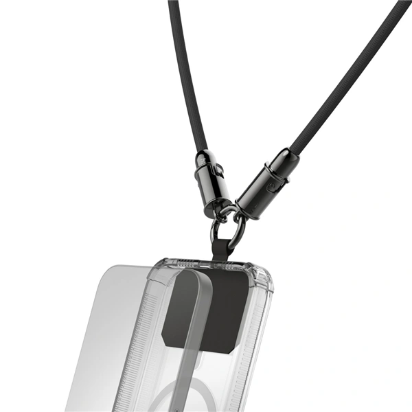 Hama USB-C kabel a šňůrka na mobil 2v1, 1,2 m, černá