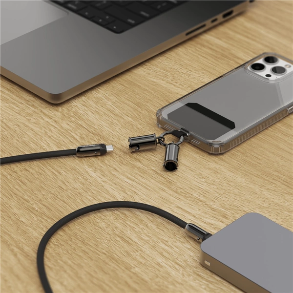 Hama USB-C kabel a šňůrka na mobil 2v1, 1,2 m, černá