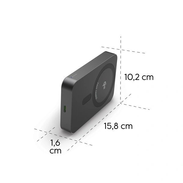 Hama bezdrátová powerbanka Qi2, 10000 mAh, indukční nabíjení, USB-C Power Delivery