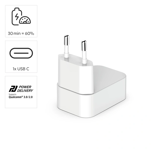 Hama rychlá USB nabíječka GaN, USB-C PD/QC 30 W, skládací