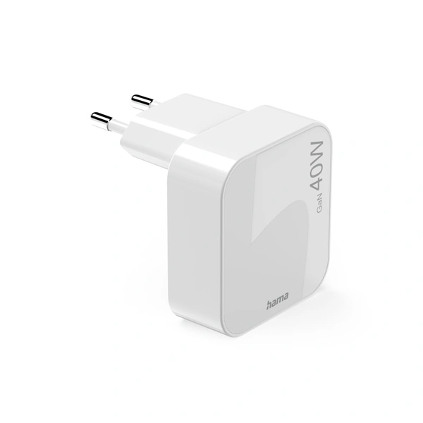 Hama rychlá USB nabíječka GaN, 2x USB-C PD/QC 40 W, skládací