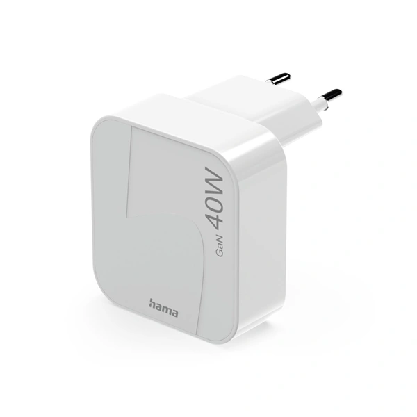 Hama rychlá USB nabíječka GaN, 2x USB-C PD/QC 40 W, skládací