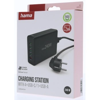 Hama USB nabíjecí stanice GaN, 4x USB-C PD, 1x USB-A QC, 240 W