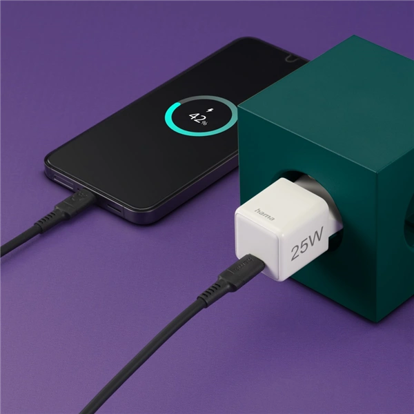 Hama rychlá USB nabíječka, USB-C PD/QC 25 W, super-mini