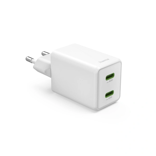 Hama rychlá USB nabíječka, 2x USB-C PD/QC, 40 W, super-mini