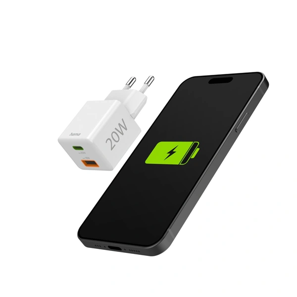 Hama rychlá USB nabíječka USB-C + USB-A, PD/QC, 20 W