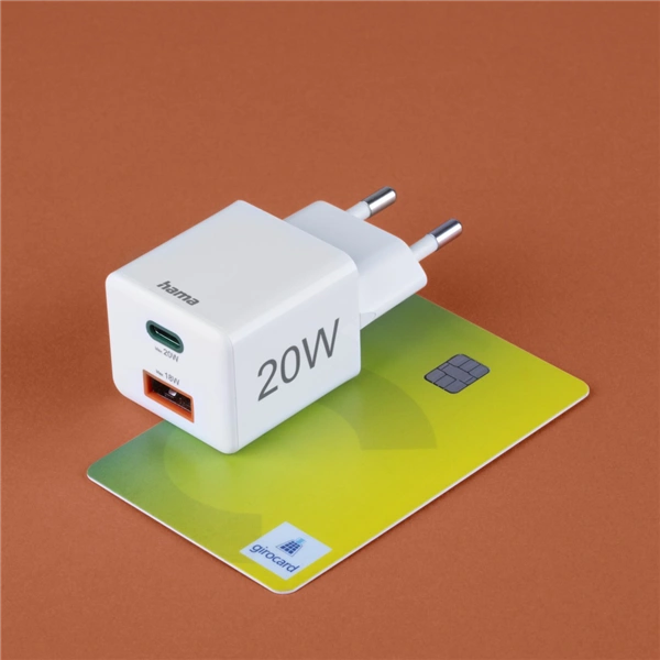 Hama rychlá USB nabíječka USB-C + USB-A, PD/QC, 20 W