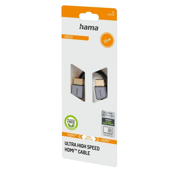 Hama HDMI kabel Ultra High Speed 8K 1,5 m, Ultra-Slim, blistr/displej