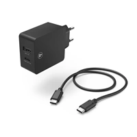 Hama set: rychlá USB nabíjeka USB-C PD/QC, USB-A, 30 W + kabel USB C-C 1 m