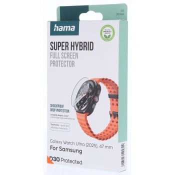 Hama Super Hybrid, ochrana displeje pro Samsung Galaxy Watch Ultra (25), 47 mm, D3O®, nerozbitná