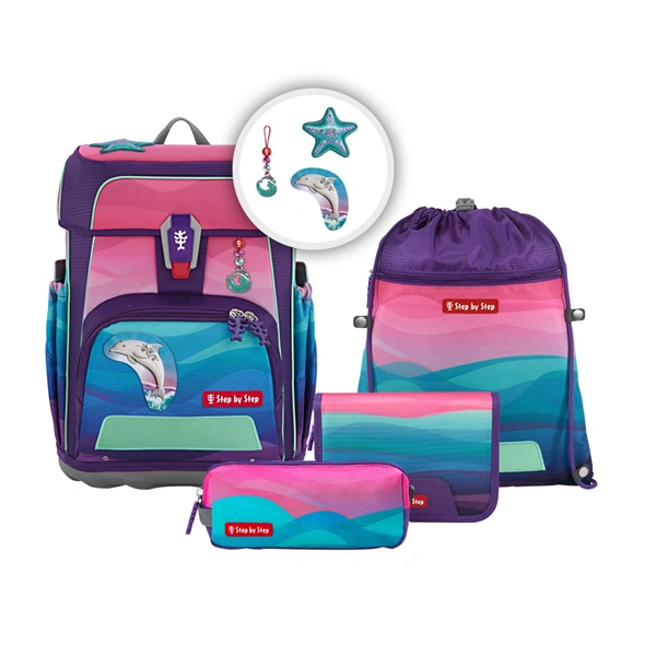 Školní aktovka Step by Step CLOUD OCEAN, Dolphin Lana - 5 dílný set, AGR certifikát
