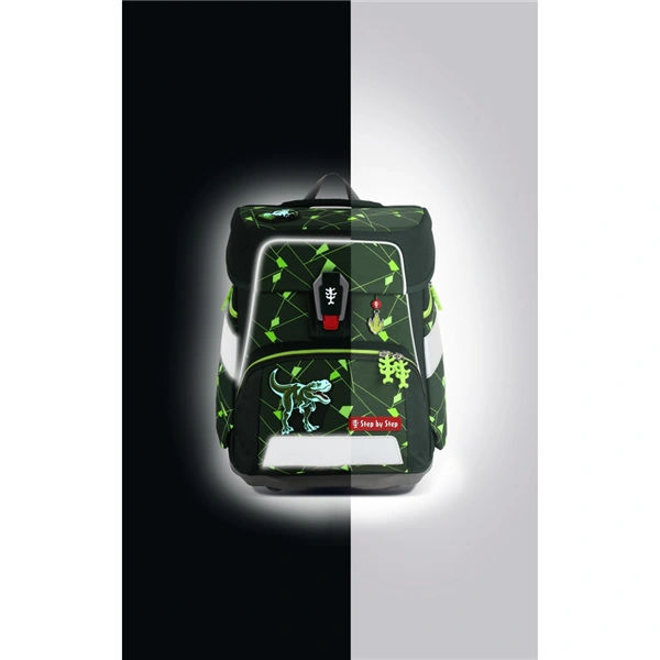 Školní aktovka Step by Step SPACE SHINE, Dino Night Tyro - 5 dílný set, AGR certifikát