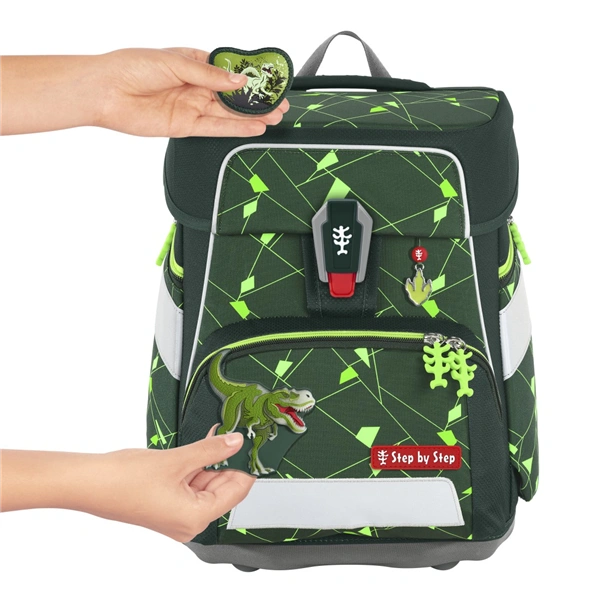 Školní aktovka Step by Step SPACE SHINE, Dino Night Tyro - 5 dílný set, AGR certifikát