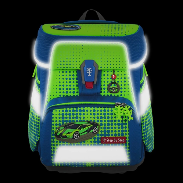 Školní aktovka Step by Step SPACE NEON, Race Car Chuck - 5 dílný set, AGR certifikát