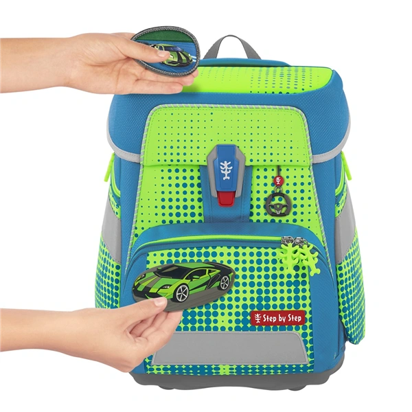 Školní aktovka Step by Step SPACE NEON, Race Car Chuck - 5 dílný set, AGR certifikát